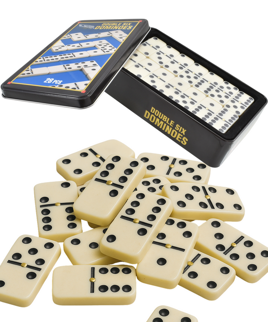 Double Six Dominoes Classic Tabletop Game Metal Tin