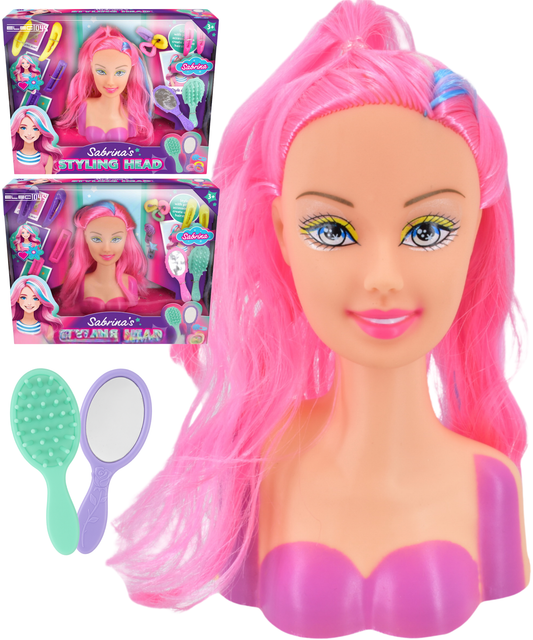 Styling Head Toy with Pink Blue Hair for Children