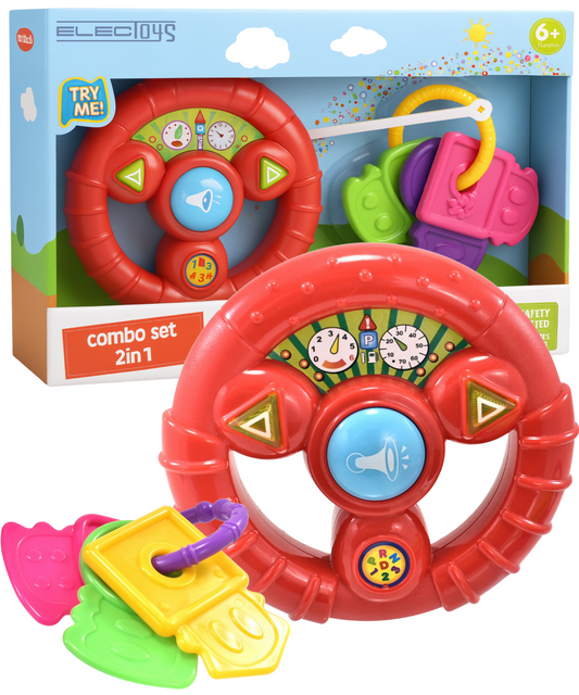 Interactive Steering Wheel Sensory Toy and Teething Keys