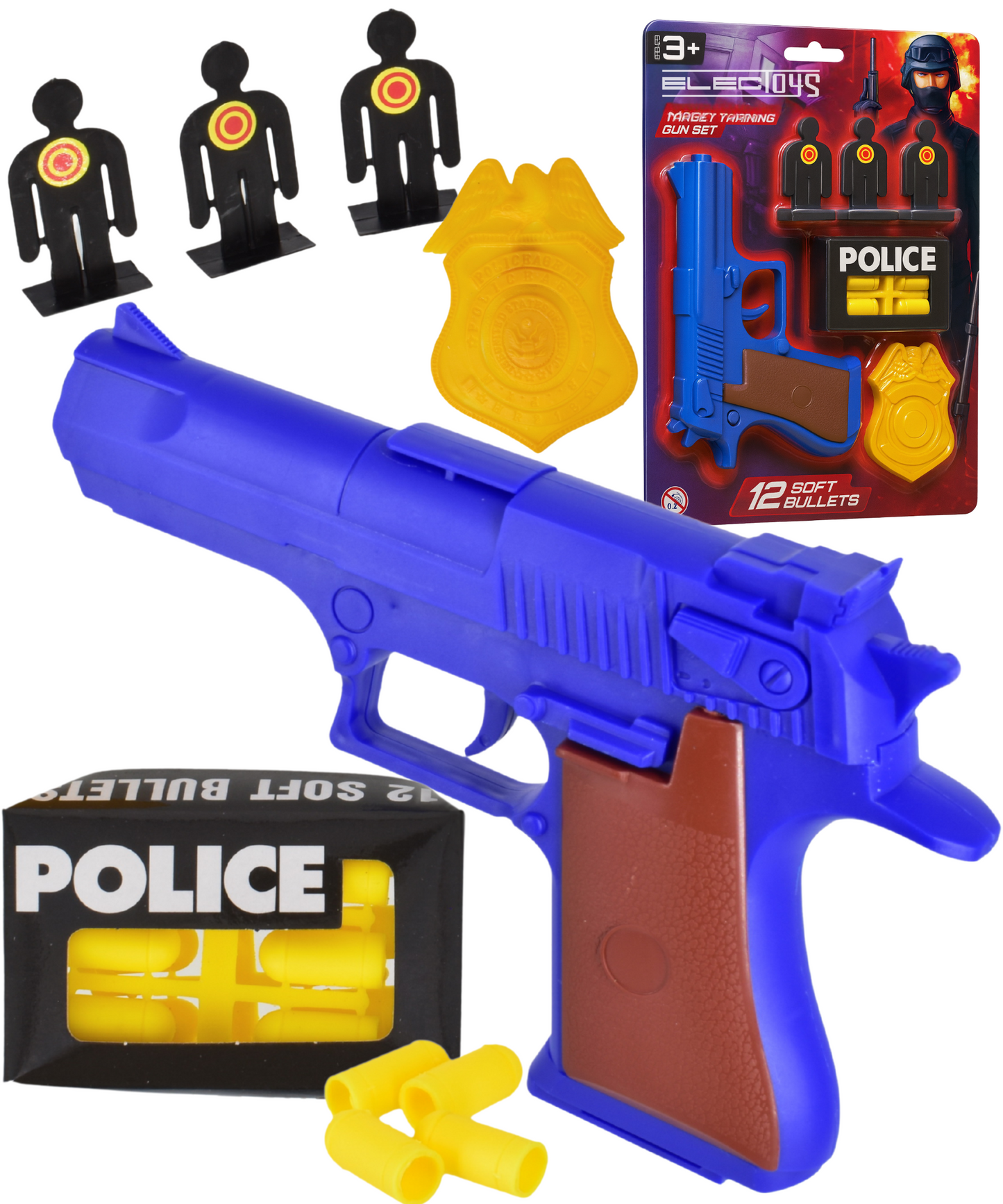 Toy Gun Set with Soft Darts Targets Badge for Kids