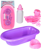 Baby Doll Bath Feeding Set Purple Bathtub Accessories