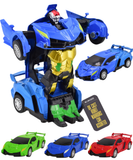 Transforming Robot Car Toy Blue Die-Cast Metal Action Figure