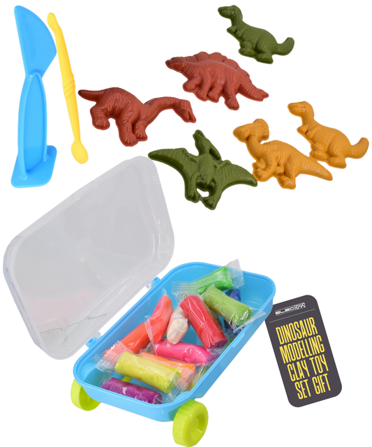 Dinosaur Modelling Dough Set with Moulds Arts Crafts Carry Case