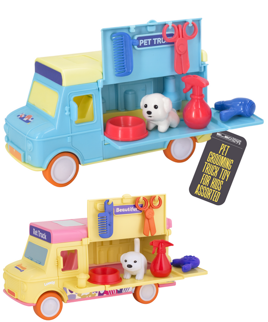 Mobile Dog Grooming Vehicle Playset with Accessories