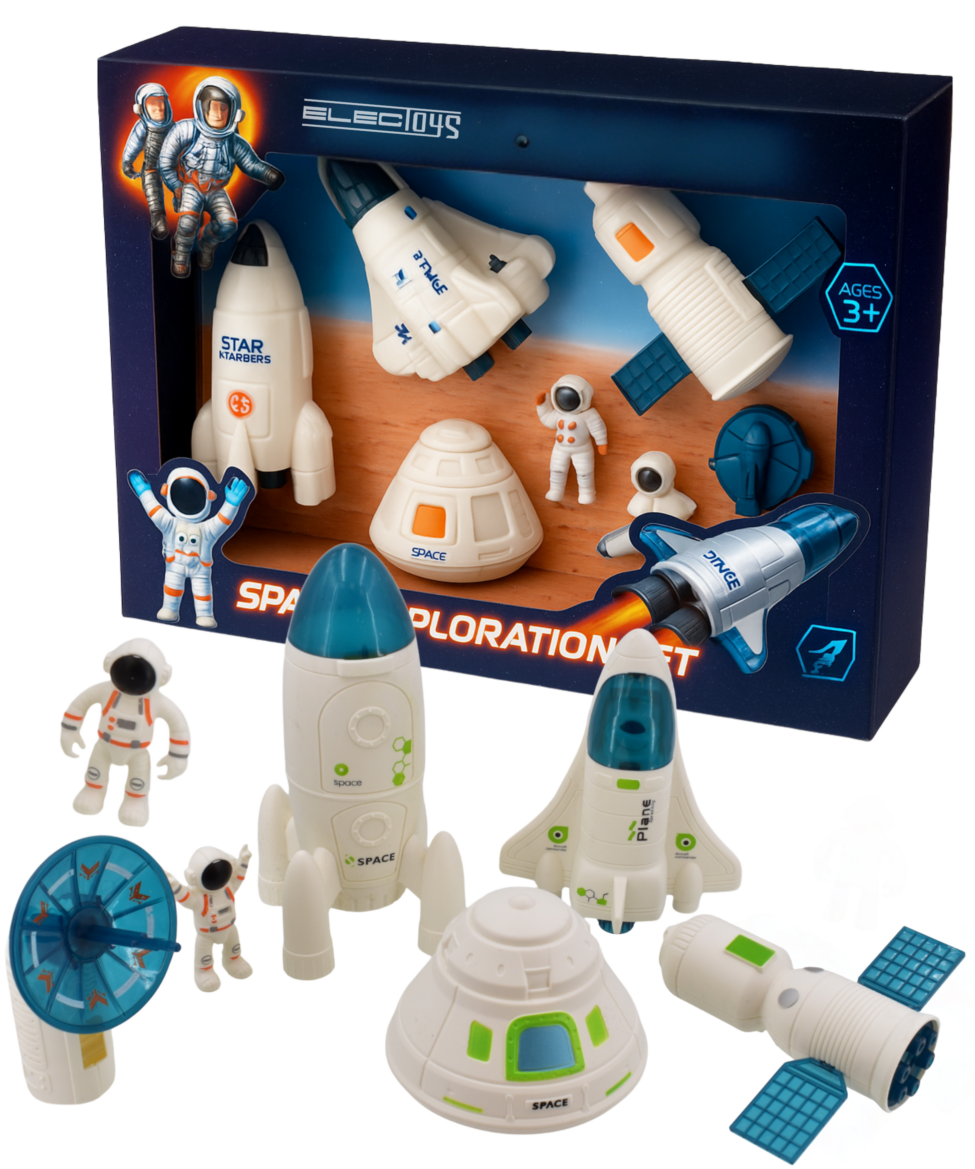 Space Exploration Toy Set Rockets Astronauts Satellite