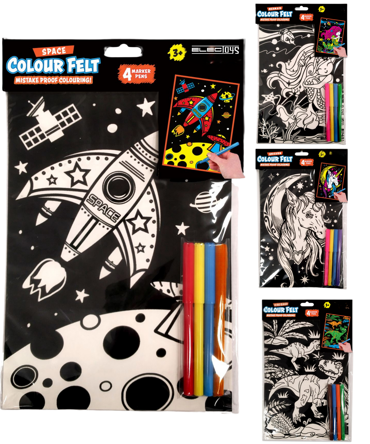 Large Felt Colouring Kit A4 Mistake Proof Drawing Arts