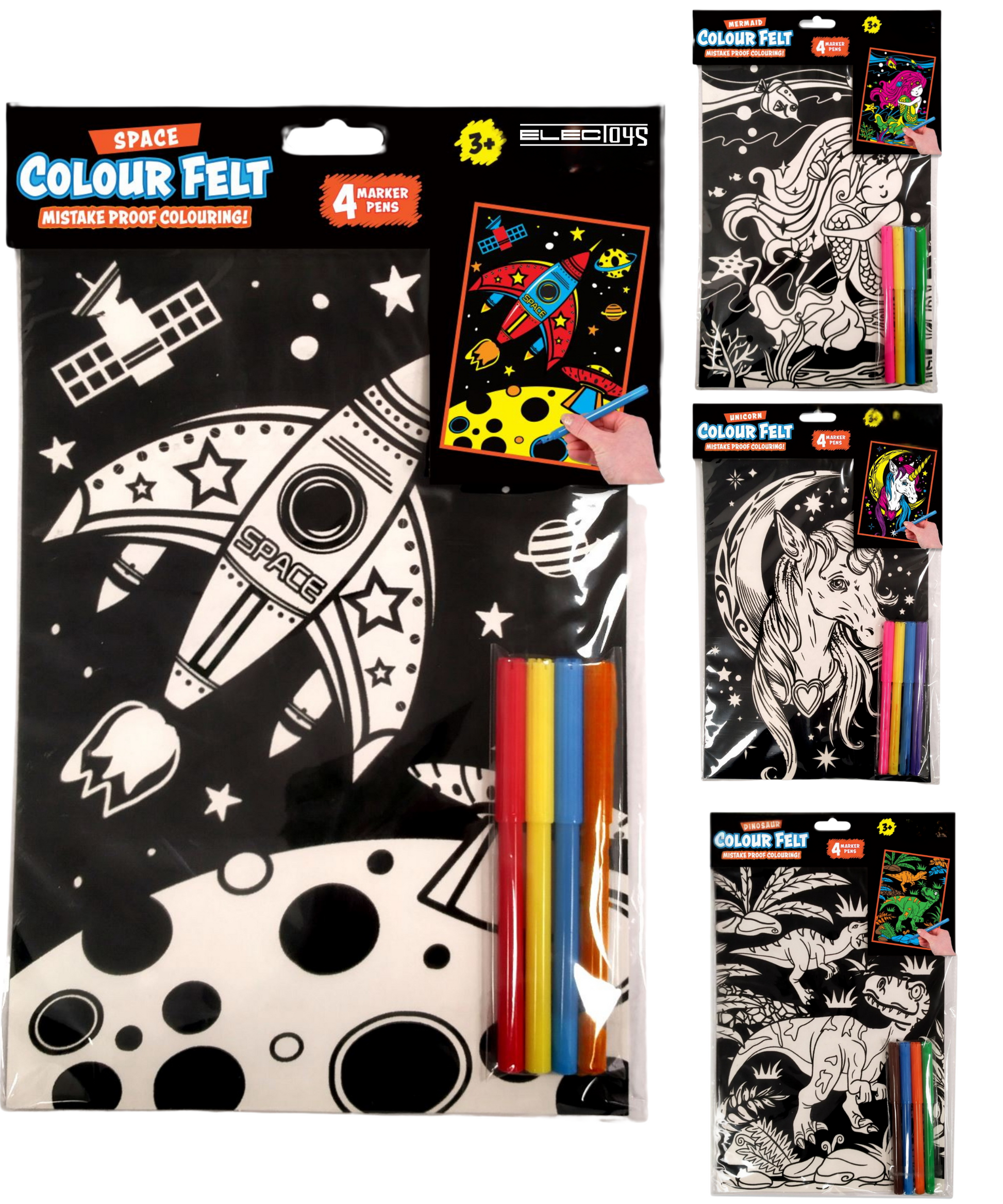 Large Felt Colouring Kit A4 Mistake Proof Drawing Arts