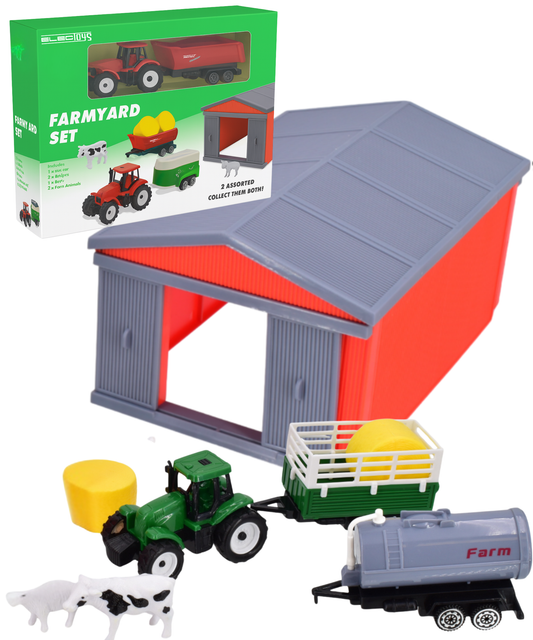 Toy Farmyard Playset with Barn Tractor Animals