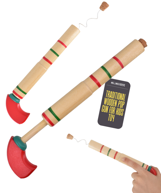 Wooden Pop Gun with Cork Popper Traditional Toy