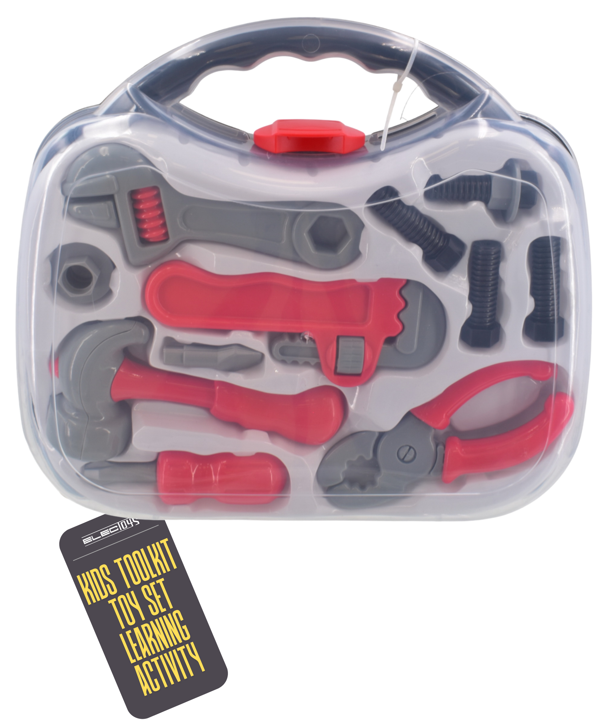 Children's Toy Tool Set with Carry Case Red Grey