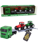 Tractor Transporter Truck Toy Set with Trailer and Mini Tractors