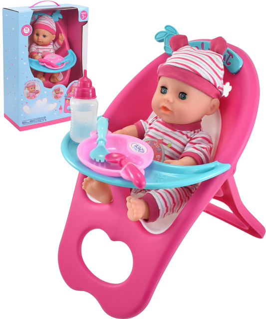 Baby Doll High Chair Play Set with Sounds Pink Blue