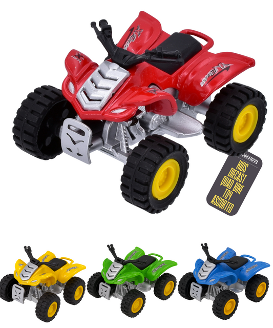 Toy Quad Bike Pull Back Die-Cast Vehicle Red Yellow