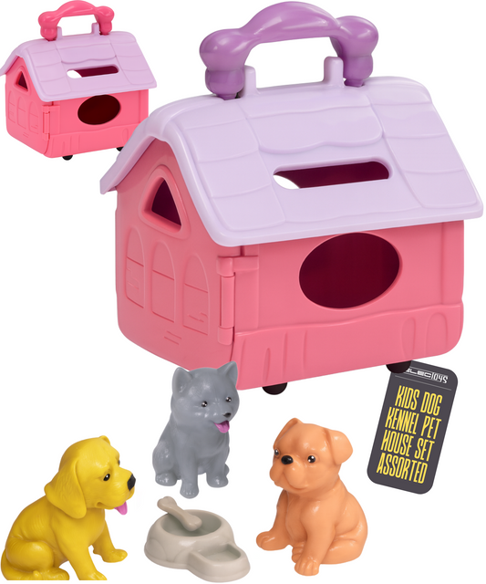 Toy Pet House Playset Portable Animal Figures Pastel