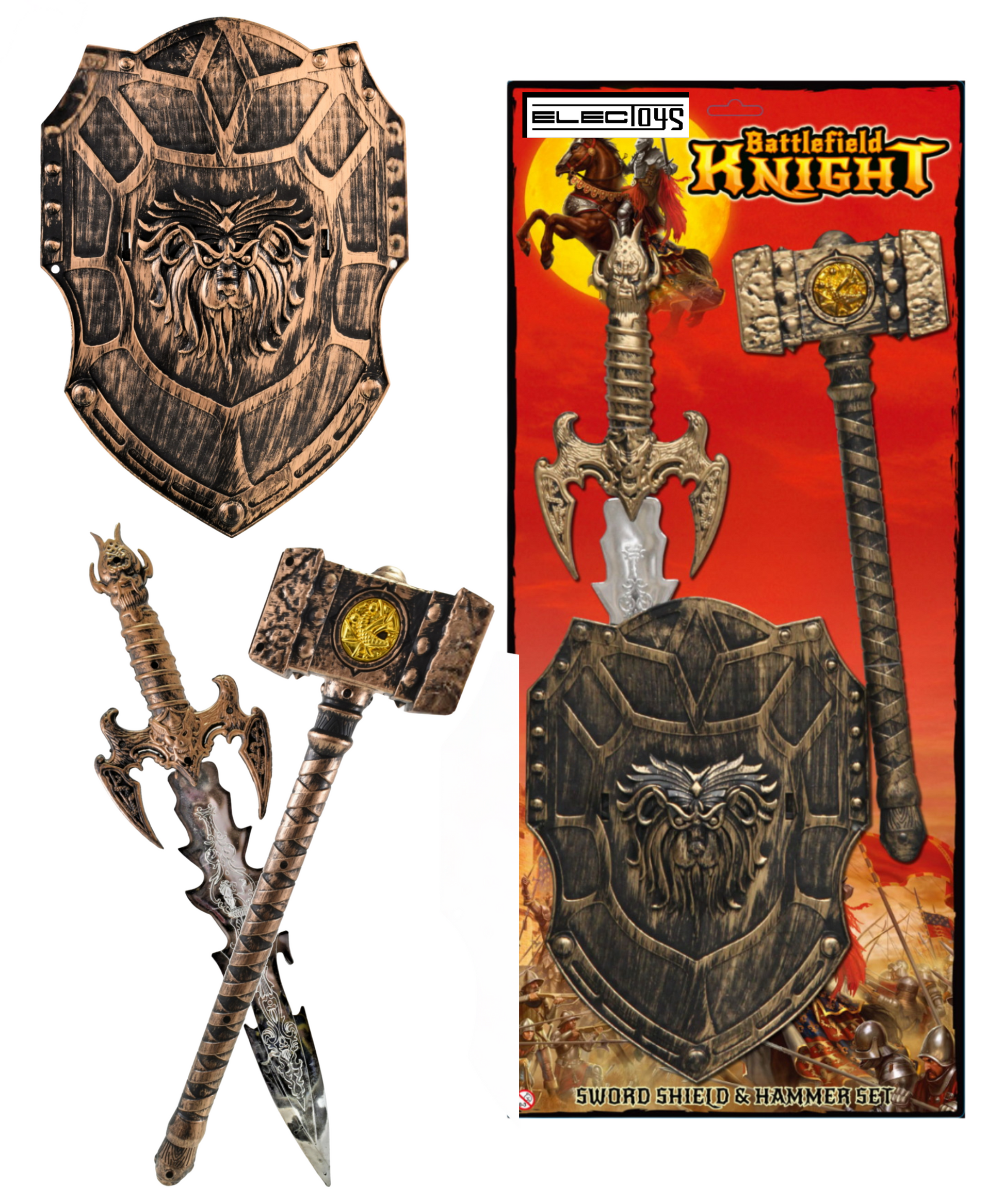 Children’s Medieval Knight Sword Shield Hammer Toy Set