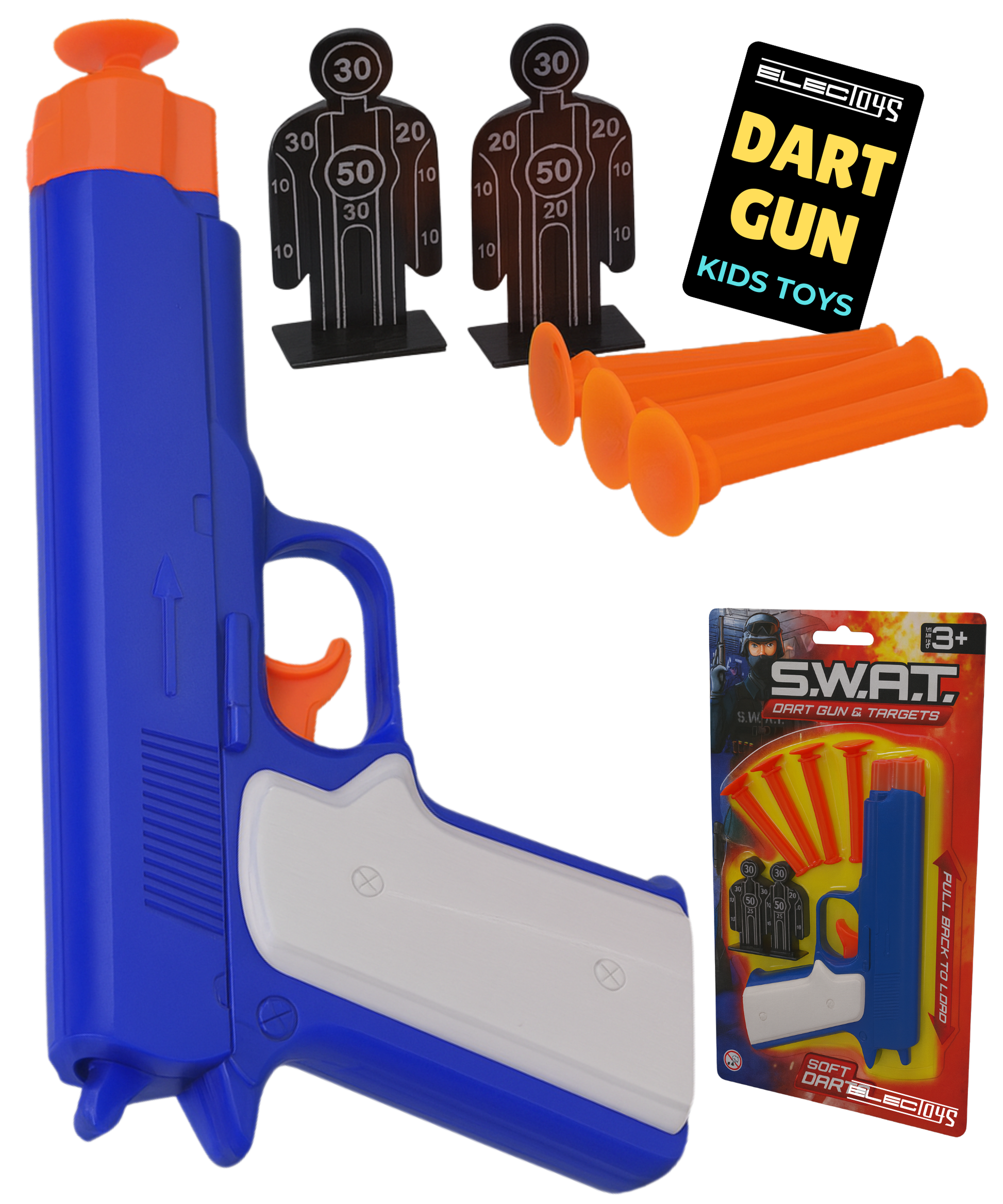 Toy Dart Gun with Suction Darts and Targets Blue