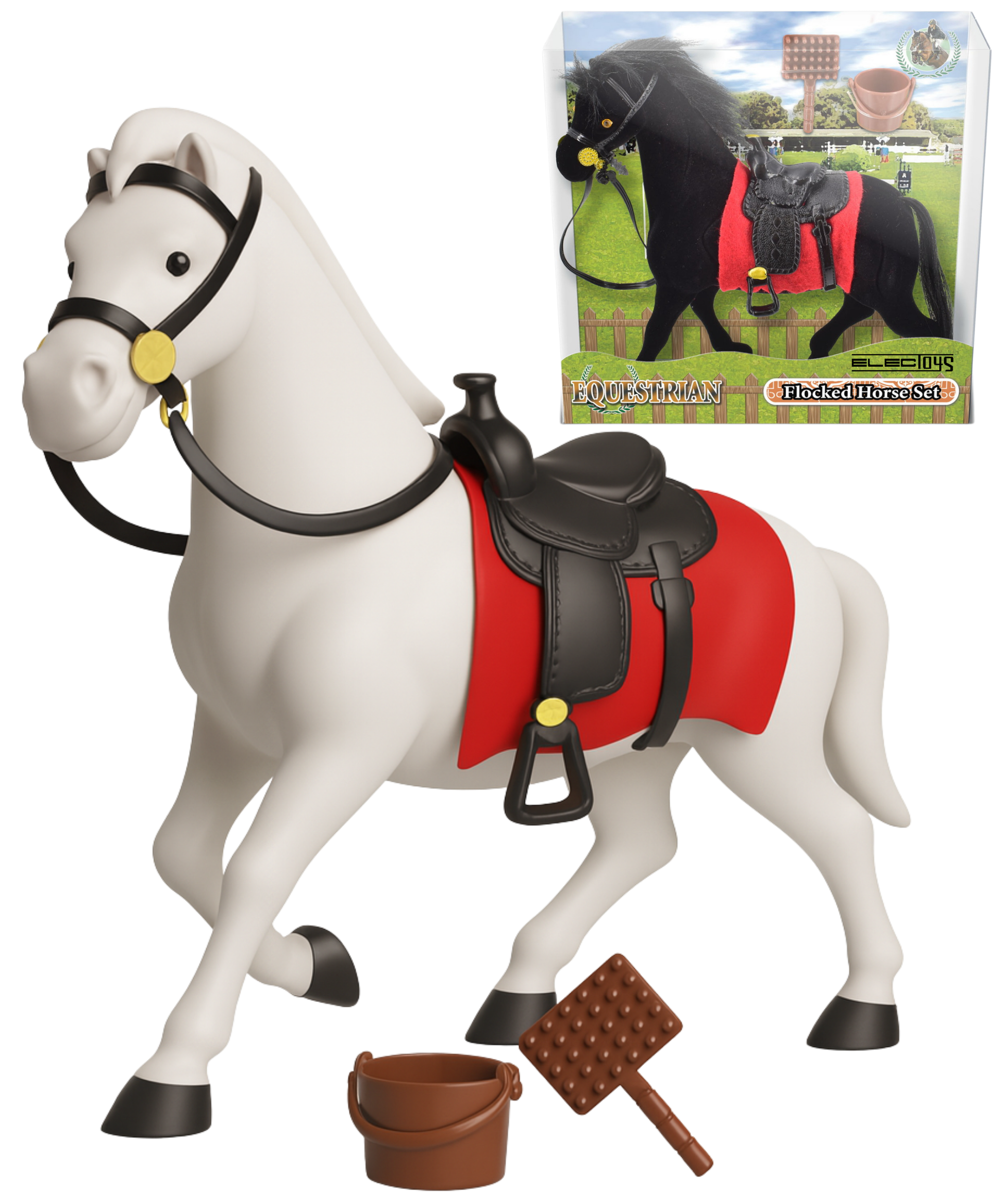 Toy Horse Play Set with Flocked Medium Figurines