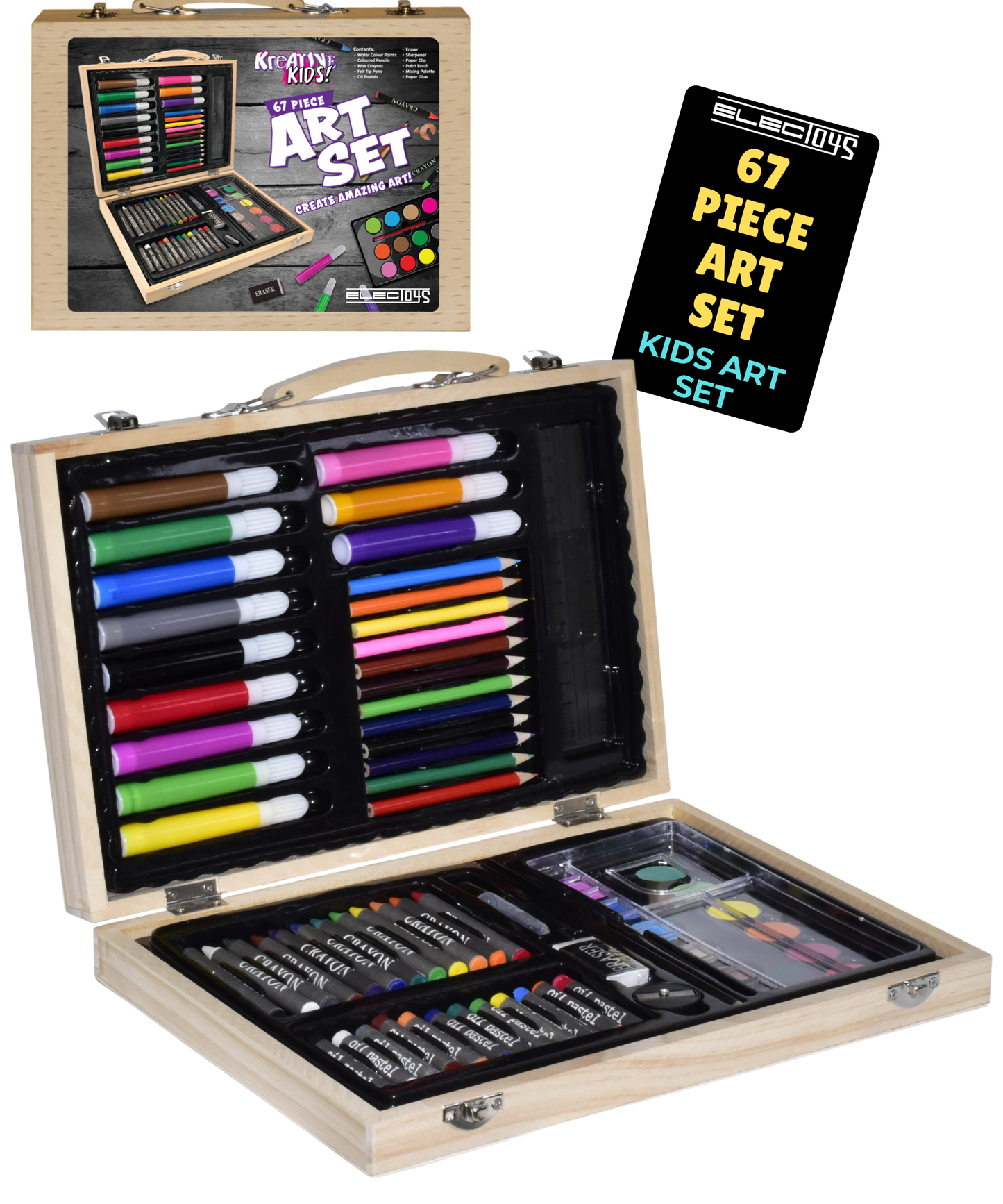 Children’s Wooden Art Set with Mixed Media Supplies