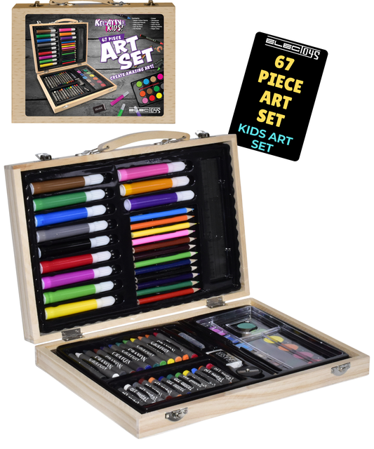 Children’s Wooden Art Set with Mixed Media Supplies