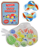 Glass Marbles Game Set with Traditional Rules Retro Tin