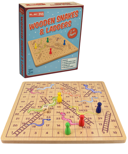 Wooden Snakes and Ladders Family Board Game