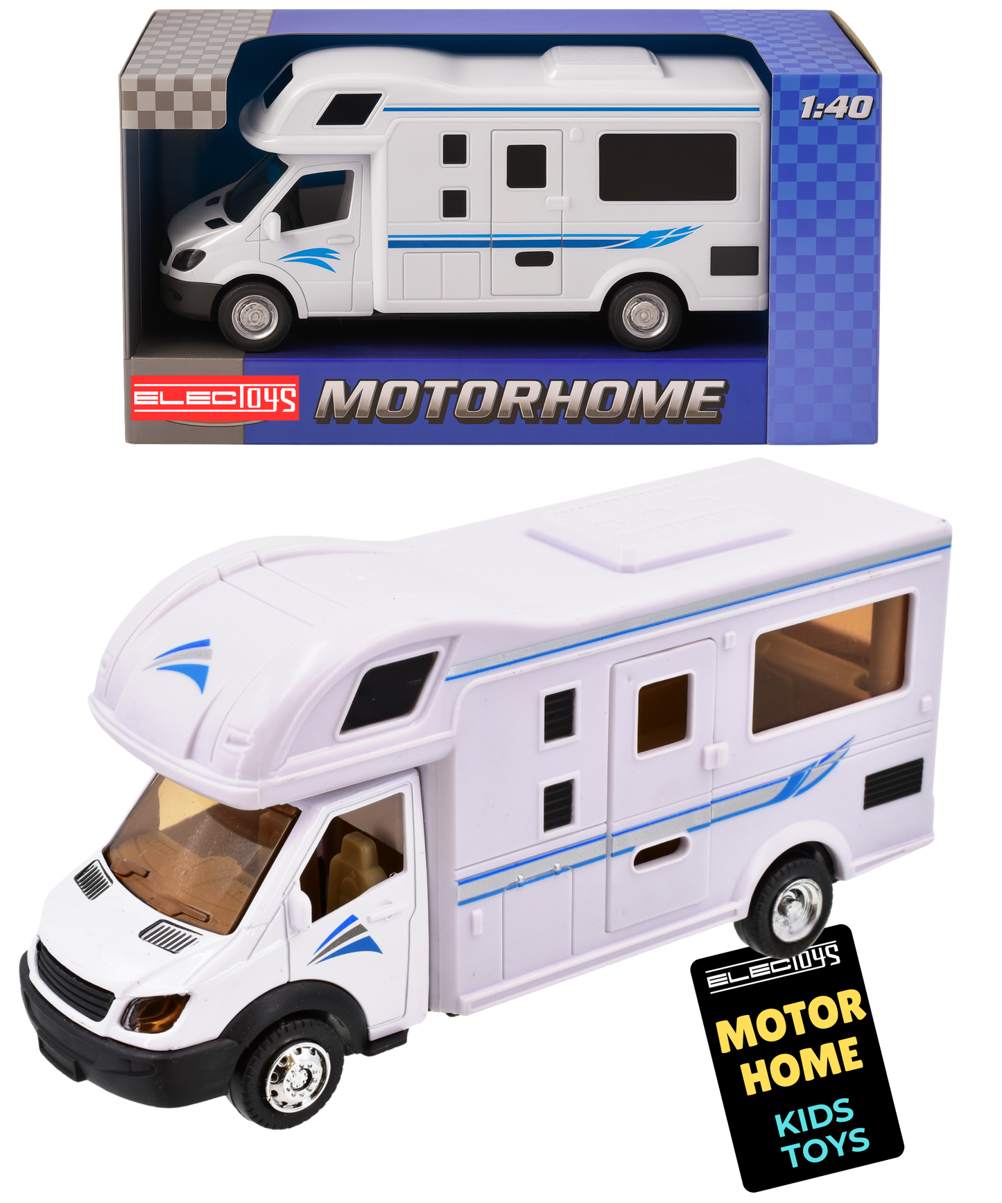 Toy Motorhome Die-Cast Pull Back 1:40 with Opening Doors