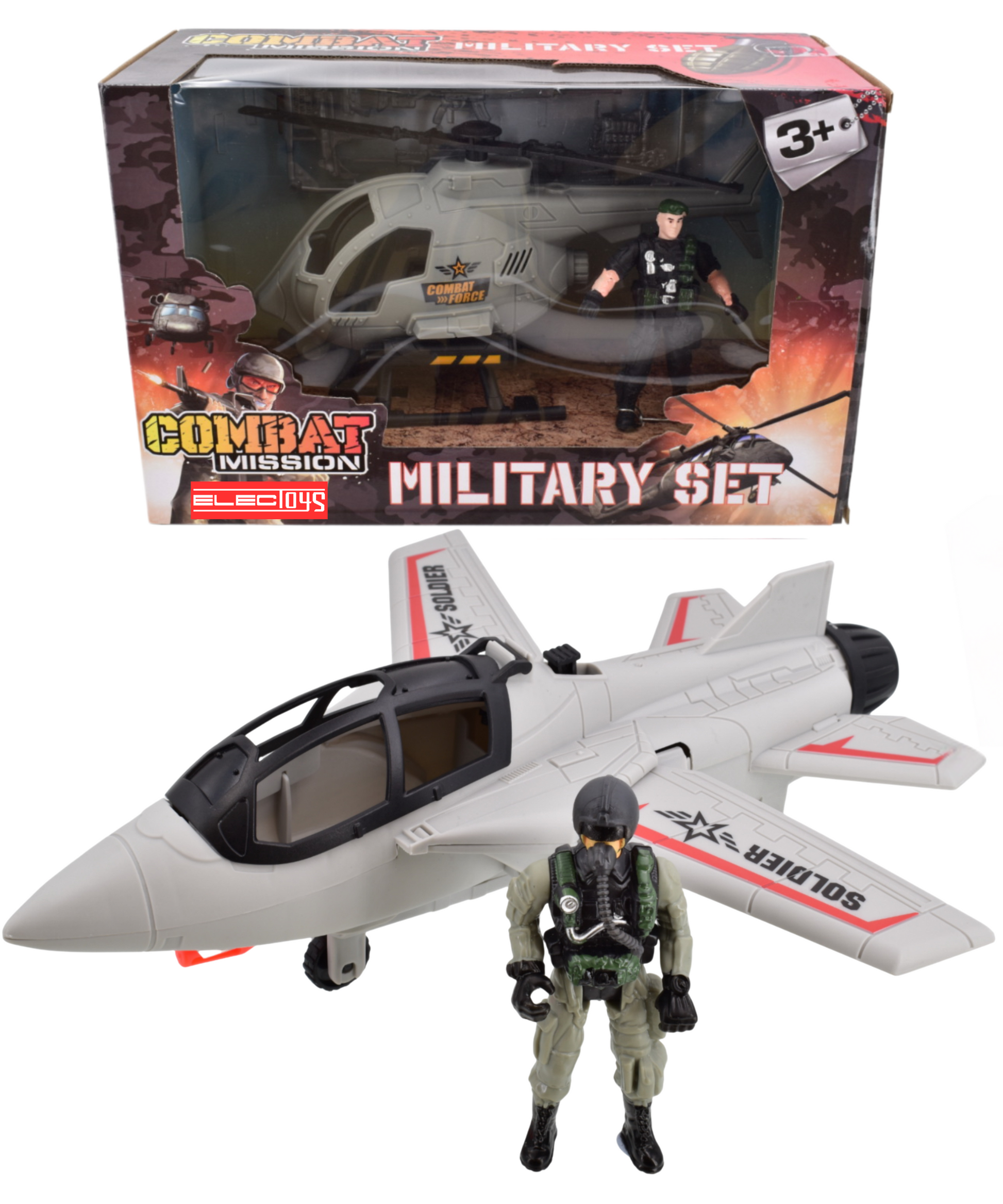 Military Toy Set with Model Aircraft or Vehicle