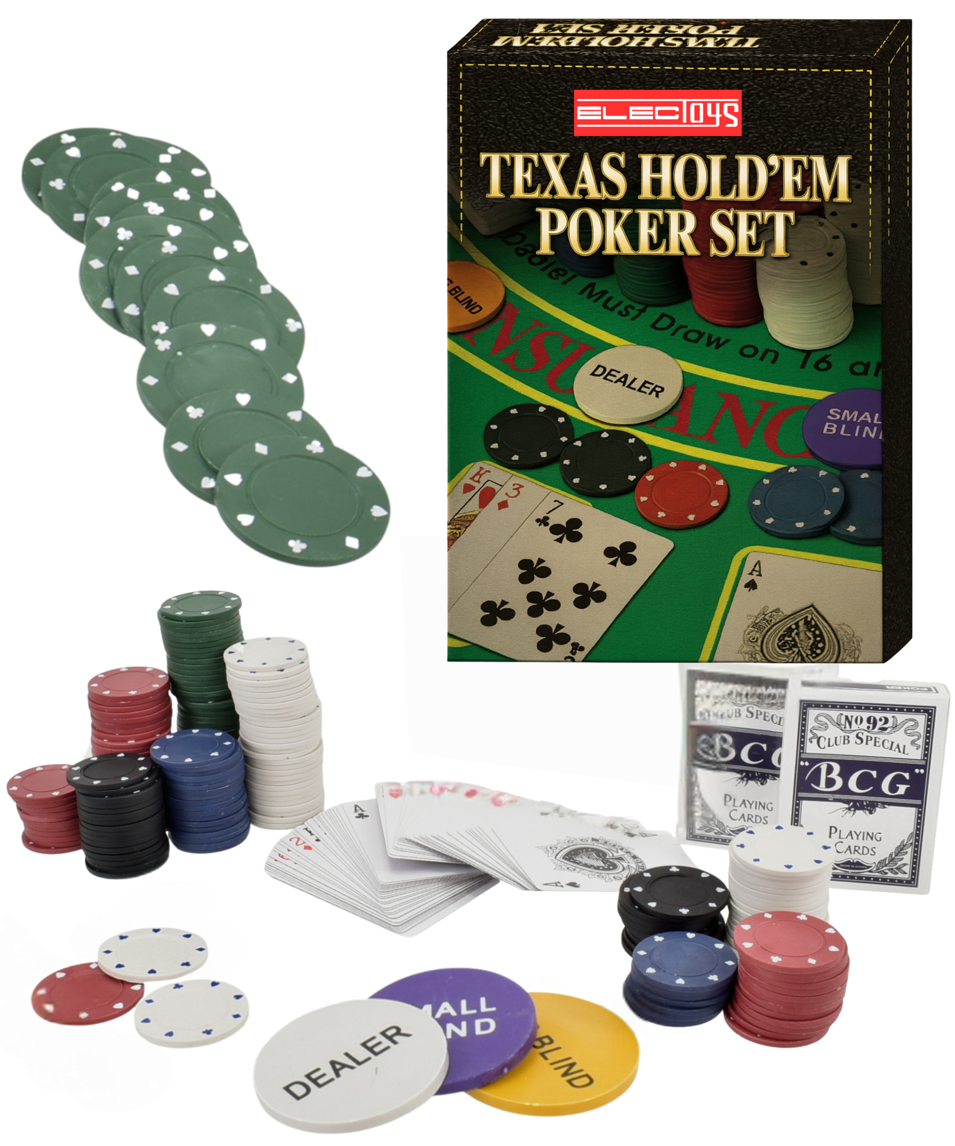 Texas Hold'em Poker Card Game Set Compact Tabletop