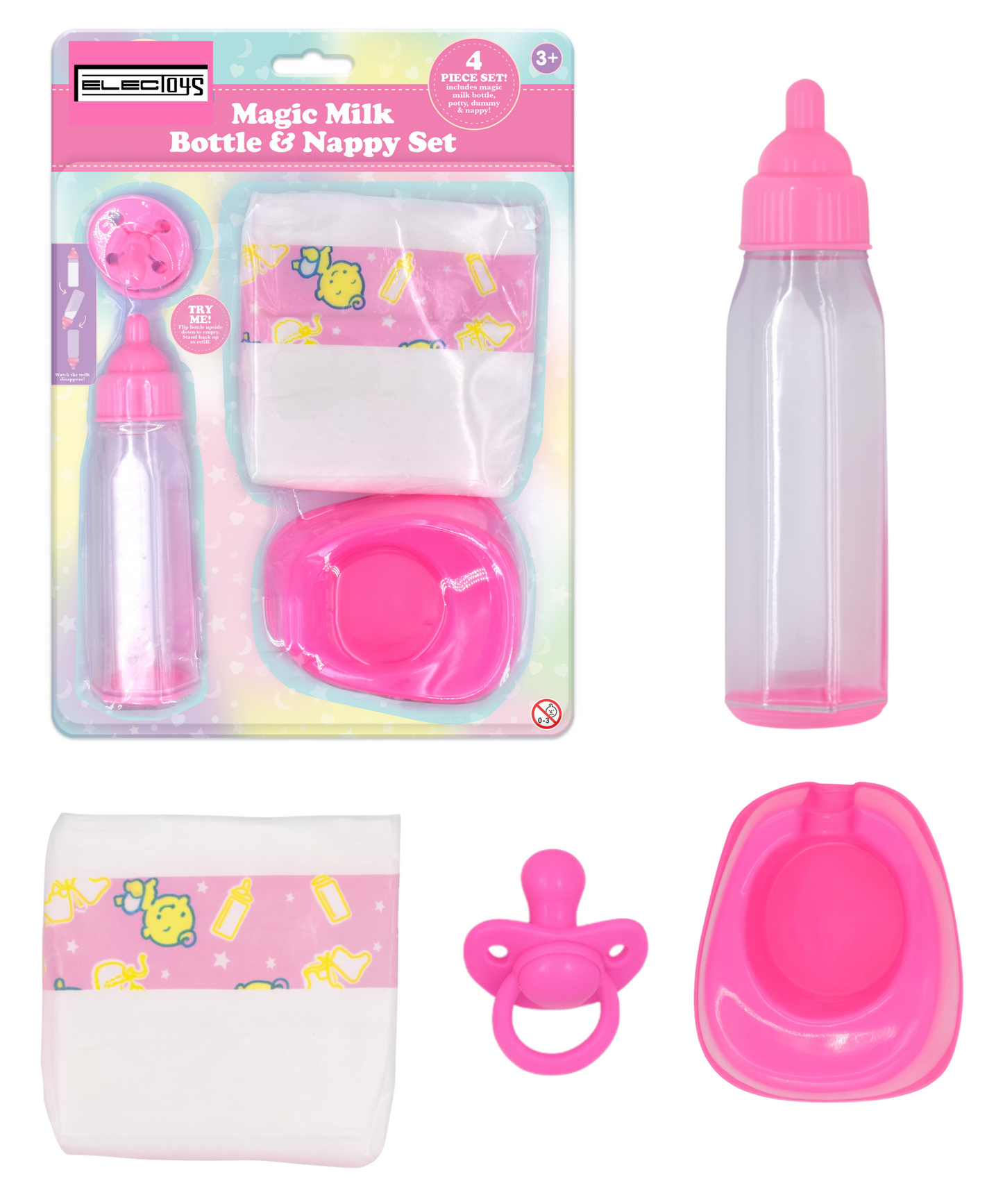 Magic Milk Bottle and Nappy Set Role Play Nursery Toy