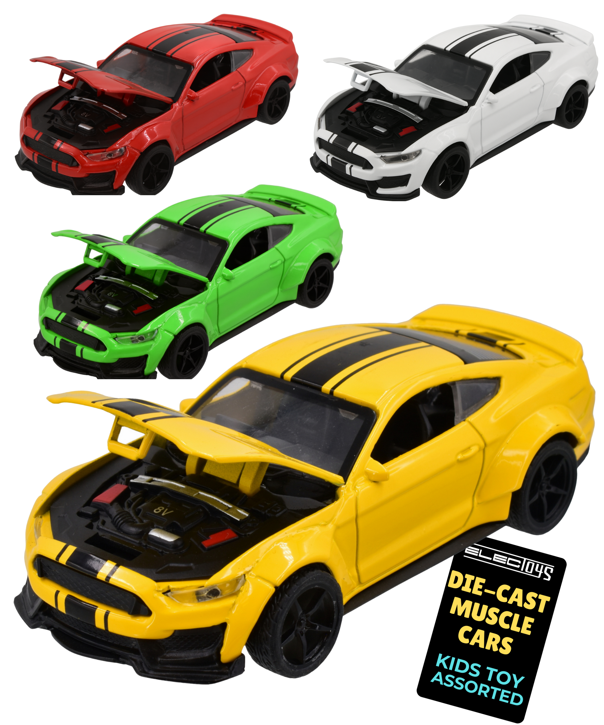 Die-Cast Muscle Car Model Toy Yellow Pull-Back Action