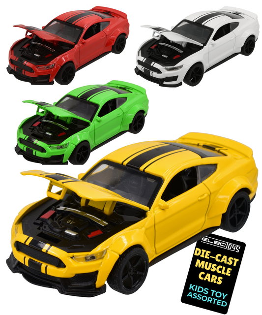 Die-Cast Muscle Car Model Toy Yellow Pull-Back Action