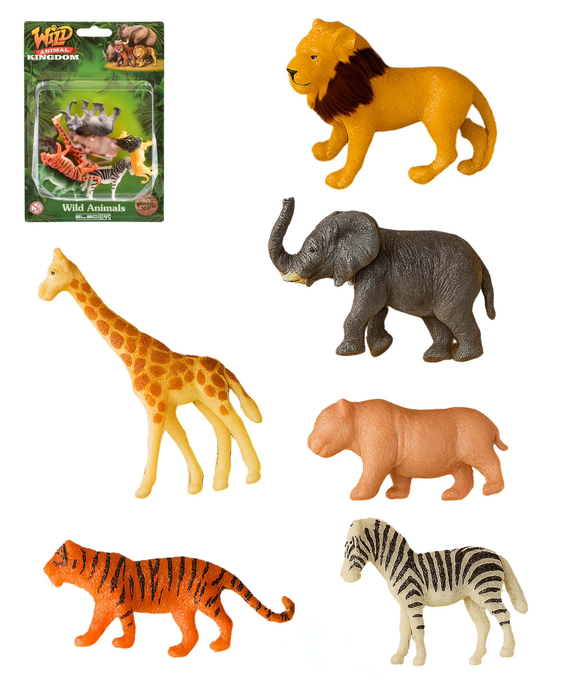 Wild Animal Playset Toy Figures for Kids Ages 3 Plus