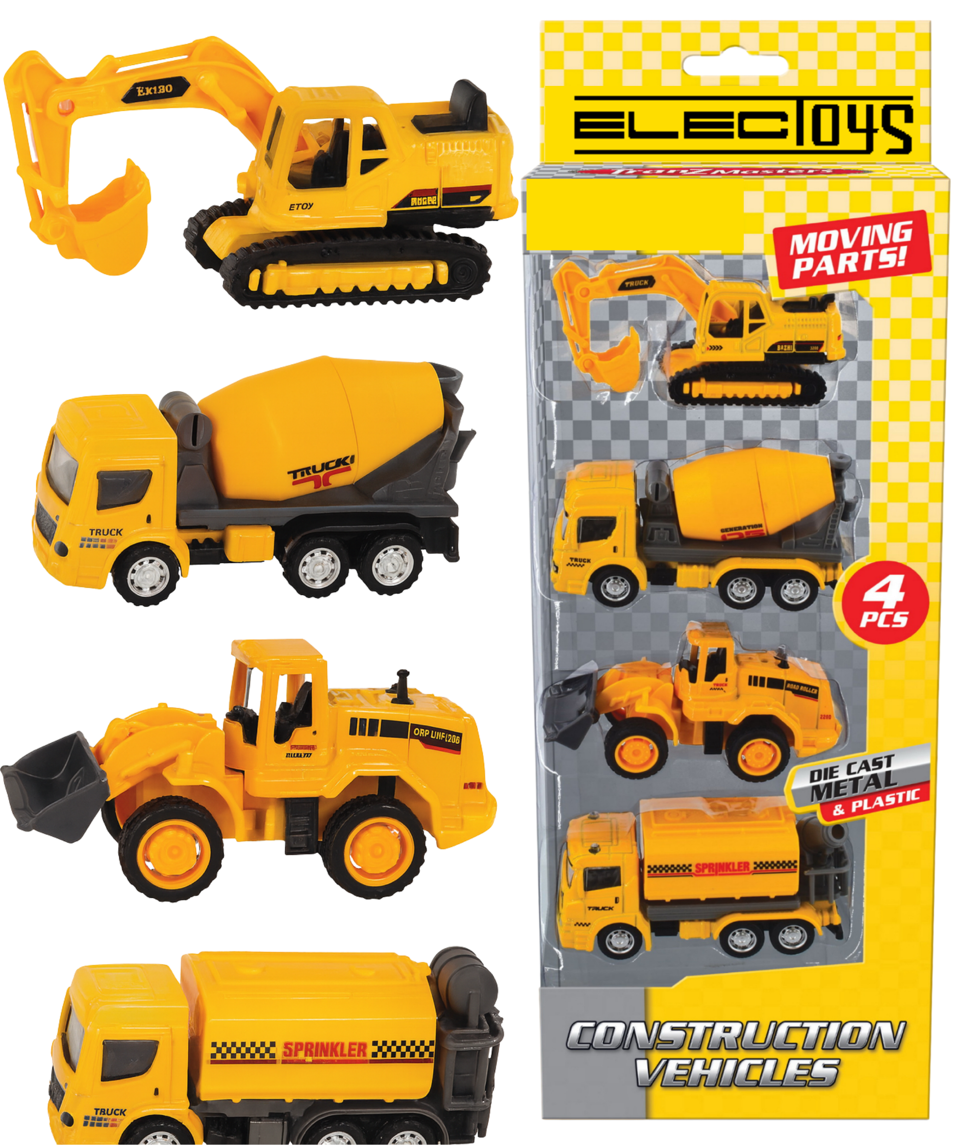 Small Die-Cast Toy Construction Vehicles Set for Kids