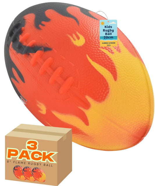 8" Rugby Ball with Fire Flame Hot Design Ball for Kids - My Store