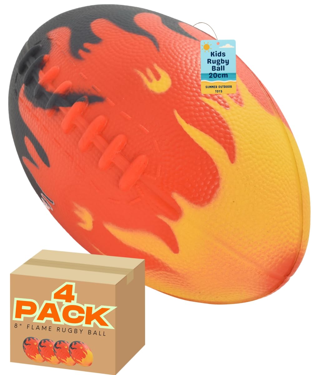 8" Rugby Ball with Fire Flame Hot Design Ball for Kids - My Store