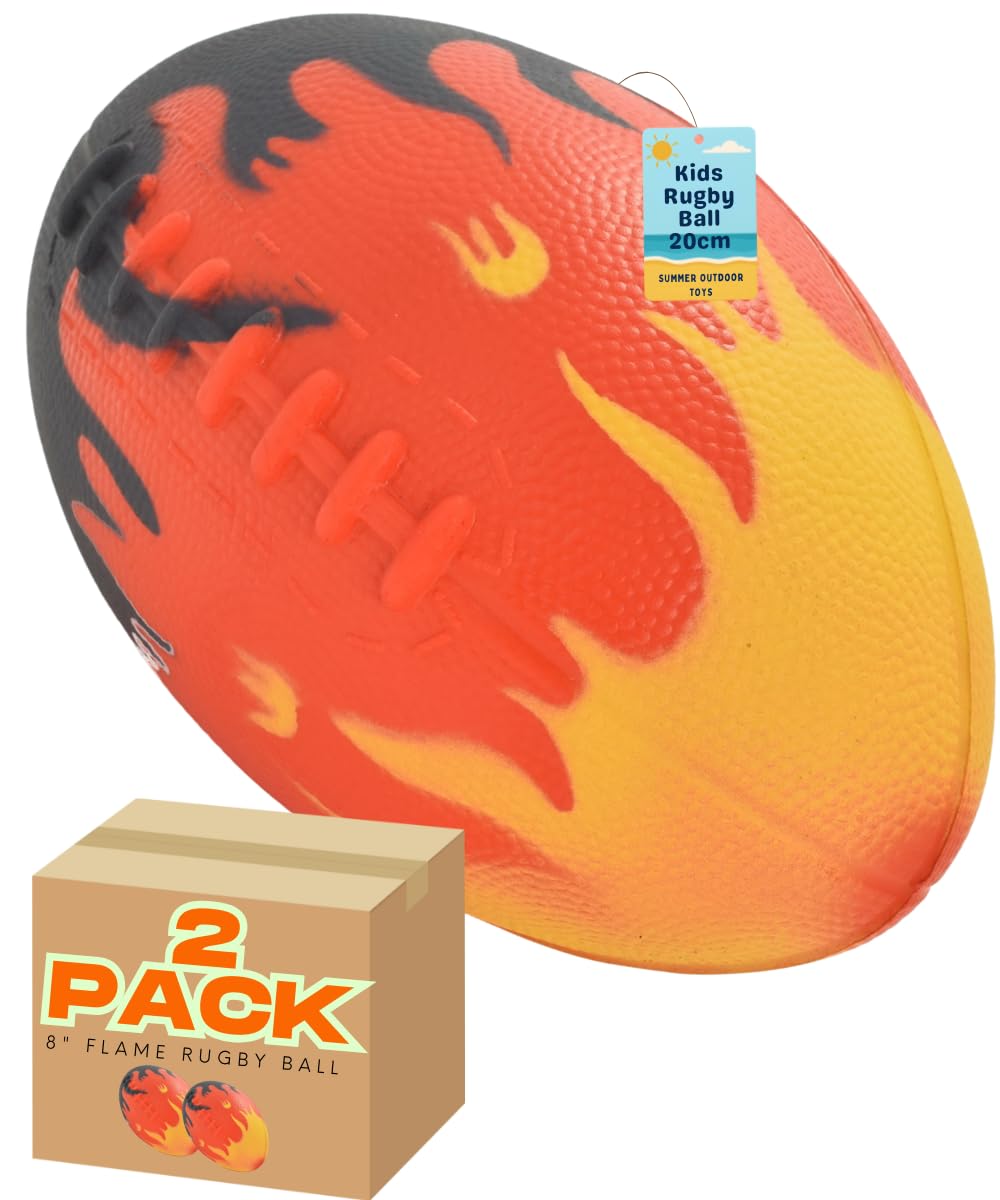 8" Rugby Ball with Fire Flame Hot Design Ball for Kids - My Store
