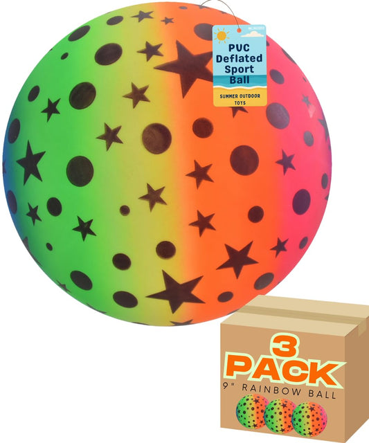 9" Rainbow Stars & Moons Design Football Ball for Kids - Inflatable - My Store