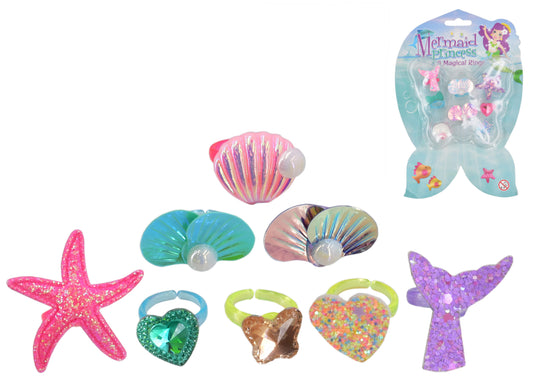 Mermaid Themed Children's Toy Rings Colourful Dress Up Set