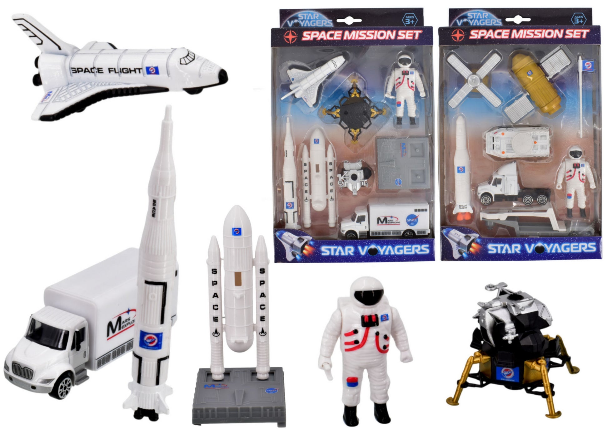 Space Mission Set Playset Kids Shuttle Astronaut Rocket