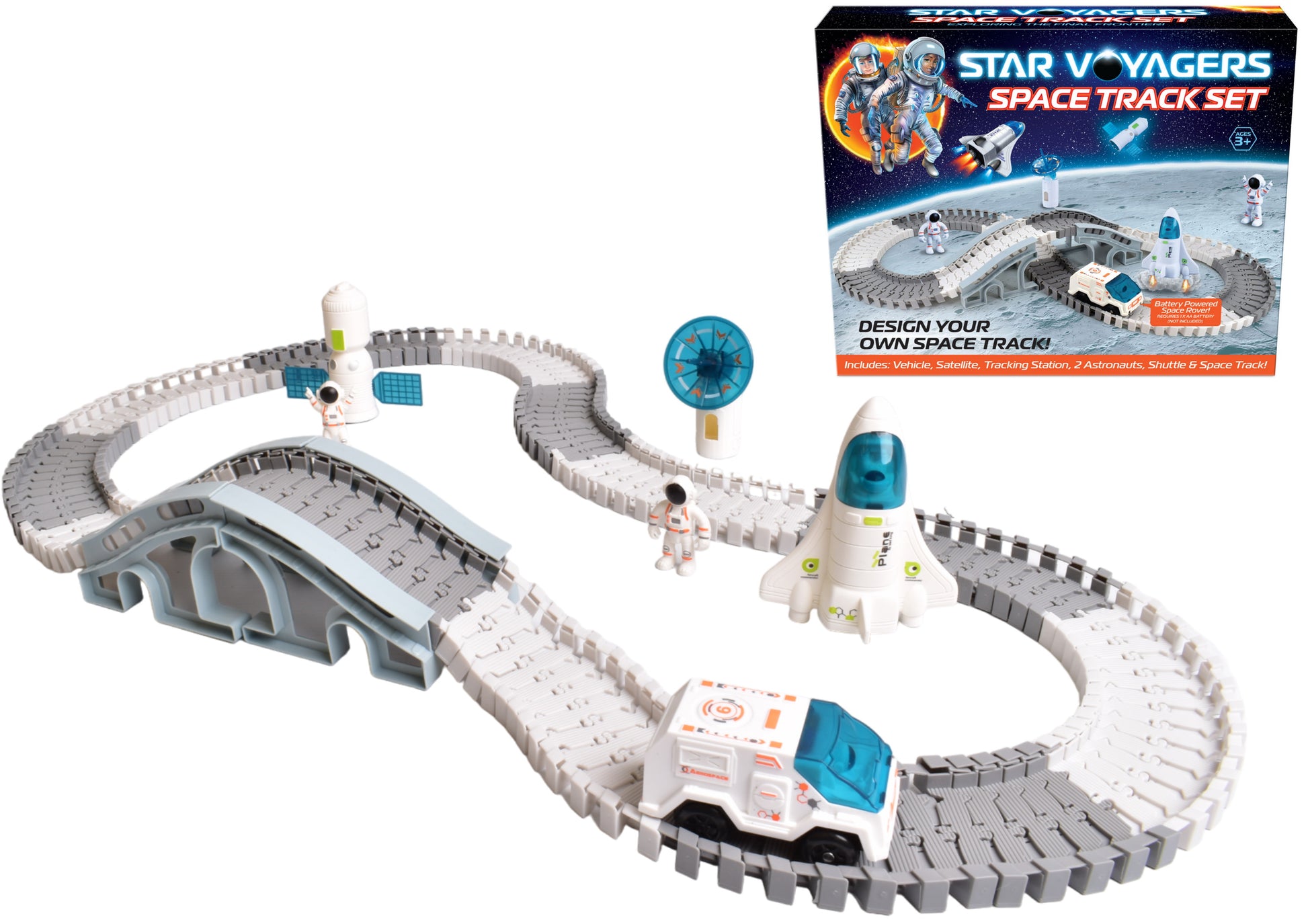 Space Track Set Modular Circuit with Astronauts Vehicle