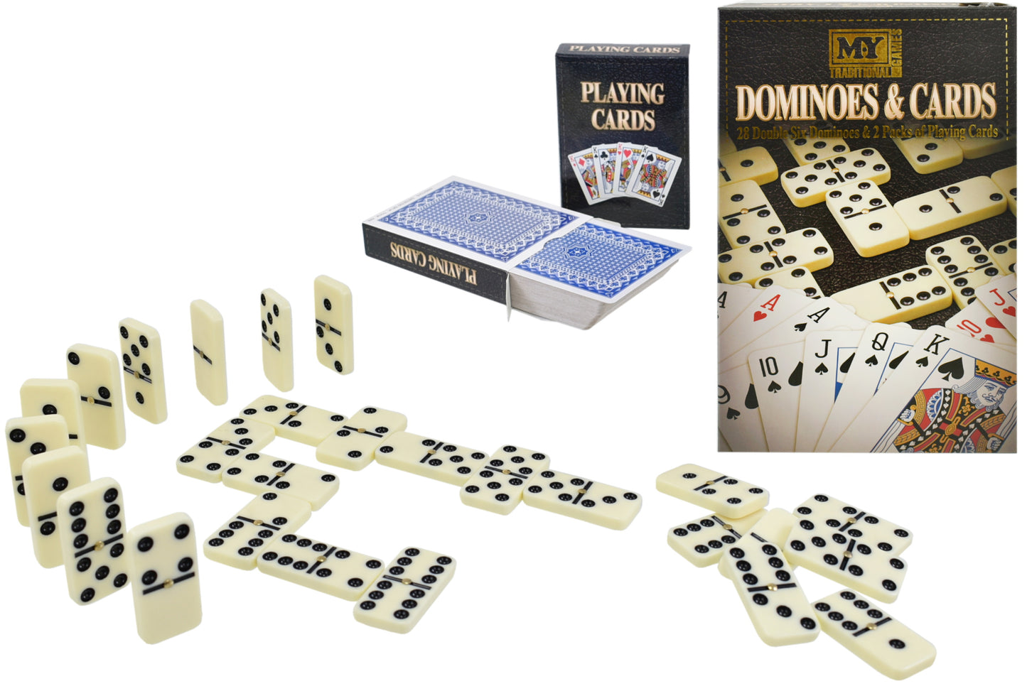 Traditional Dominoes and Playing Cards Set for Families