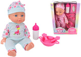 Baby Doll Feeding Set Blue Outfit Role-Play 30cm