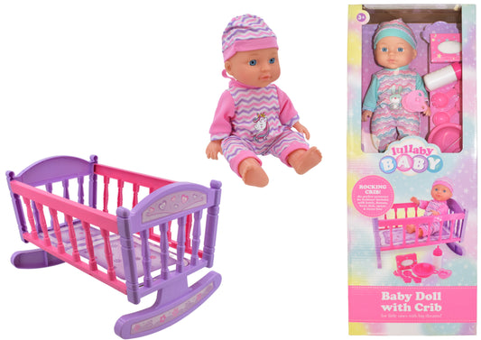 Baby Doll with Rocking Crib and Accessories Nursery
