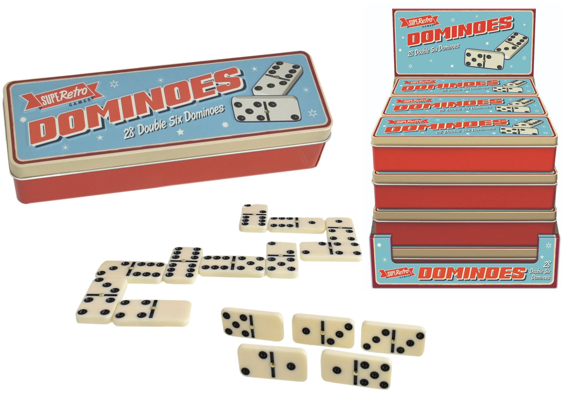Double Six Dominoes Classic Retro Tile Game Set