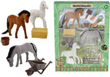 Equestrian Flocked Horse Set with Farm Accessories