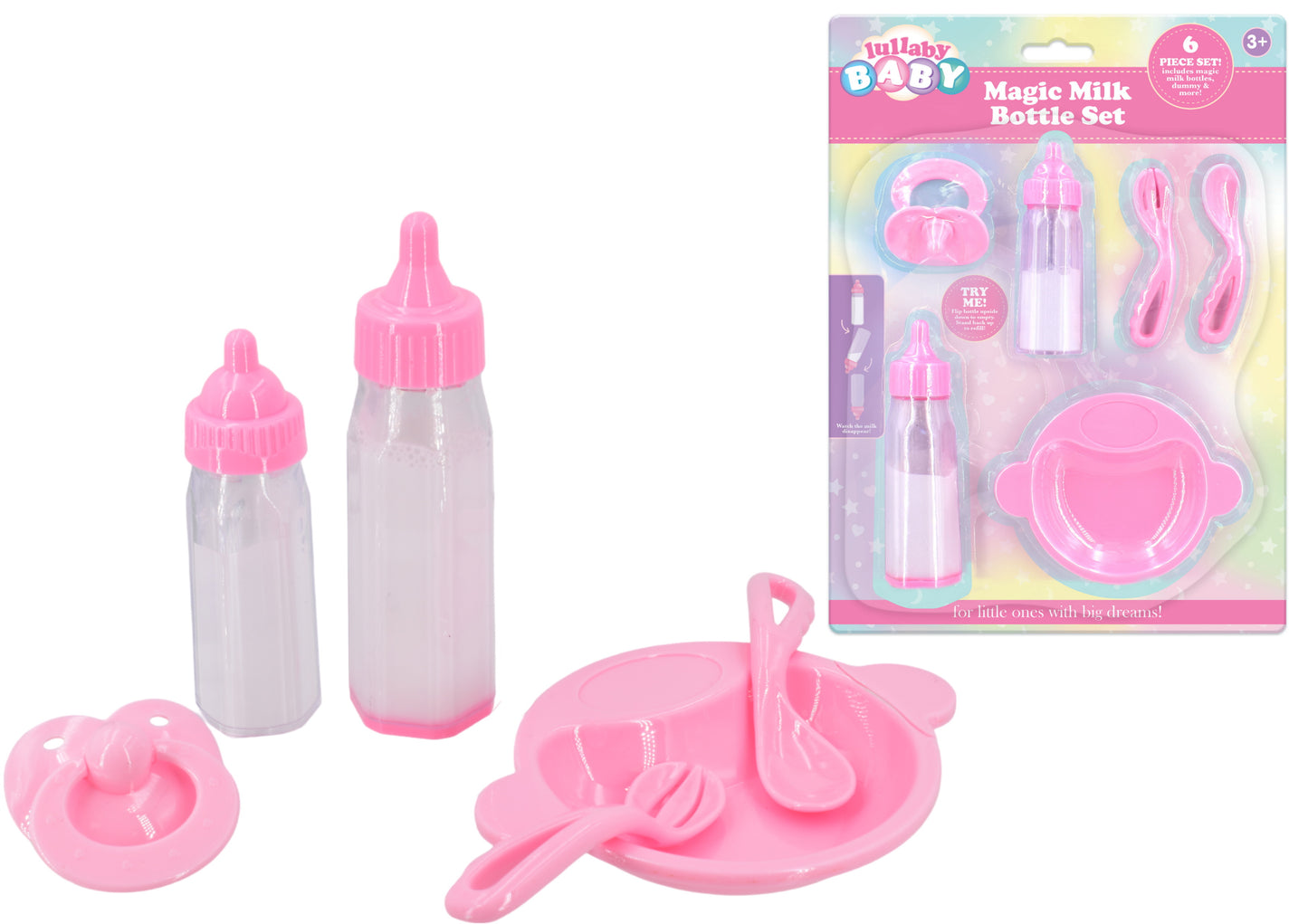 Magic Milk Bottle Set Pretend Play Pink Toy Accessories