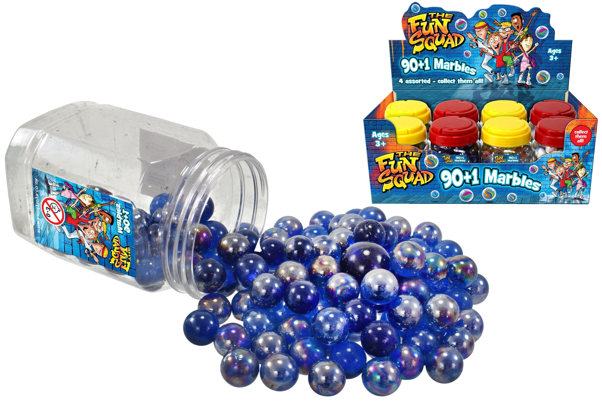 Marbles Set Blue Silver Classic Collectible Shiny