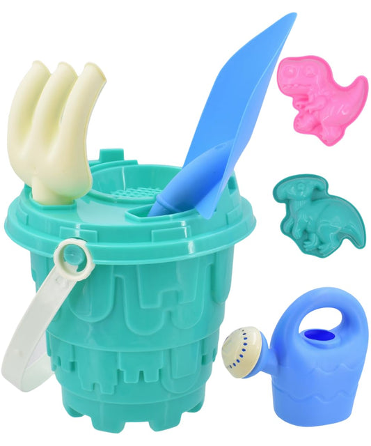 Sand Castle Bucket Set With Shovel and Spade Moulds Watering Can - 7pc - My Store