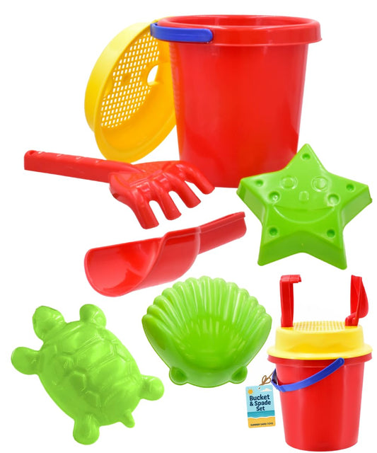 Sand Castle Bucket Set With Shovel Spade - Round Shape - 16cm - My Store
